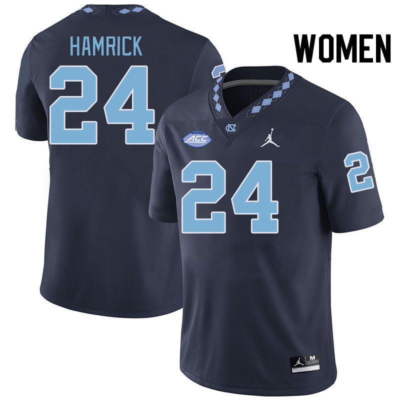 Women #24 Mali Hamrick North Carolina Tar Heels College Football Jerseys Stitched-Navy